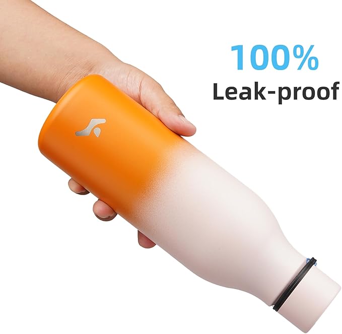 Konokyo Insulated Water Bottle with Strap,18 oz Double Wall Stainless Steel Vacuum Bottles Metal Water Flask,Coral