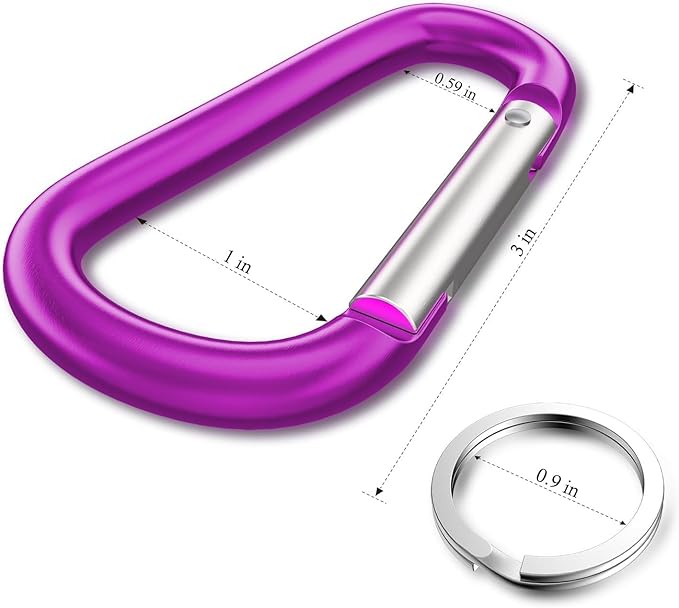 Carabiner Keychain Clip -3" Aluminum Carabiner D Ring, Caribeener Clips, Spring Snap Hook for Keychain Clip