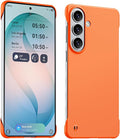 GRECAZO Slim Borderless for Samsung Galaxy S26 Phone Case 6.3"(2026) Ultra-Thin Lightweight Frameless Matte Hard PC Cover Case with Pull Ring Minimalist Non Slip Rope-Orange