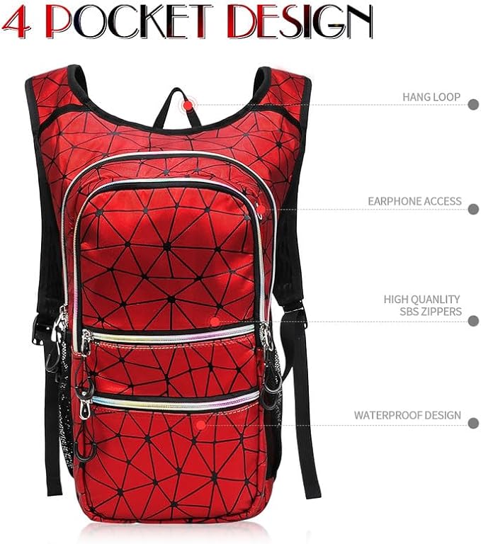 Hydration Pack, Water Backpack with 3L Hydration Bladder Lightweight Insulation, Festival Essential, Rave Hydration Backpack, Hydropack Backpack for Rave, Hiking, Biking, Festival Gear