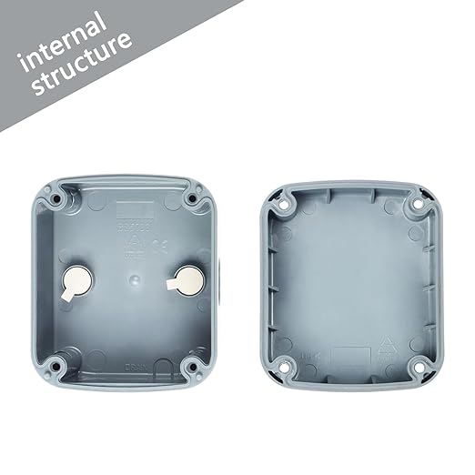 NineLeaf Small Outdoor Waterproof Electrical Junction Box, IP66 Project Box Enclosure, 3.25"x2.75"x2.25" (86x74x62mm), Plastic Weatherproof Box for DIY Electronics, Outdoor Wiring, Grey,2PK