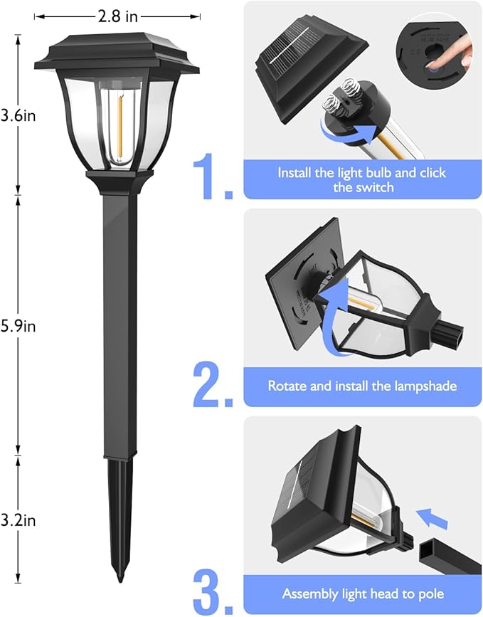 Solar Pathway Lights 12 Pack Mini Outdoor 3000K Bright Auto On/Off Solar Garden Lights Long Lasting Solar Powered Landscape Light for Path Yard Walkway Lawn Driveway Decor Lighting - Cool White