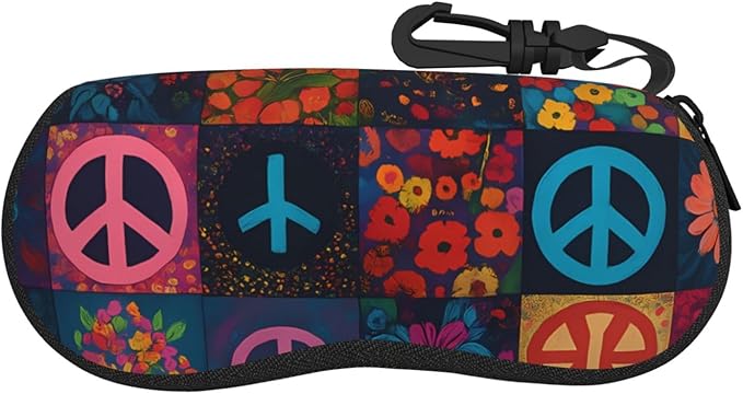Watercolor Orca Whale Glasses Case Neoprene Portable Zipper Eyeglass Bag With Hook