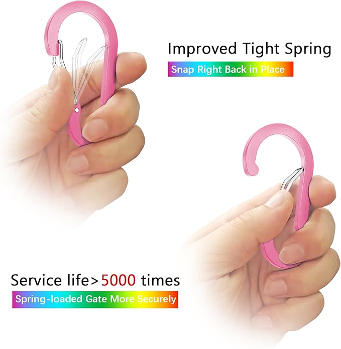 sprookber 2" Small Carabiner Clip, D Ring Caribeener, Spring Snap Hook for Keychain Multipurpose, Set of 20