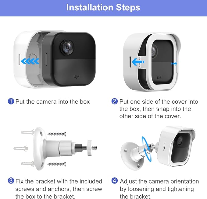Blink Outdoor 4 (4th Gen) Wall Mount, Weatherproof Protective Cover and 360 Degree Adjustable Mounting with Blink Sync Module Outlet Mount for Outdoor Indoor Security Camera (White, 1 Pack)