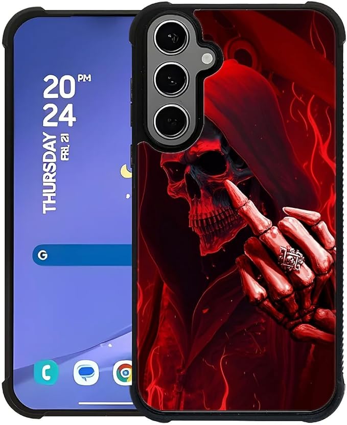for Samsung Galaxy S24 S25 Plus Case, Gestures Funny Skull Pattern Graphic Design Girl Boy Soft Silicone Hard Acrylic Shock Protection for Samsung Galaxy S24 S25 Plus