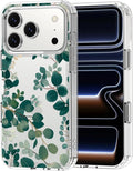 MOSNOVO for iPhone 17 Pro Case | Military Grade 6.6ft Drop Tested | Camera Control | Clear with Eucalyptus Design