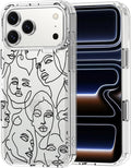 MOSNOVO for iPhone 17 Pro Max Case | Military Grade 6.6ft Drop Tested | Camera Control | Clear with Abstract Face Line Art Design