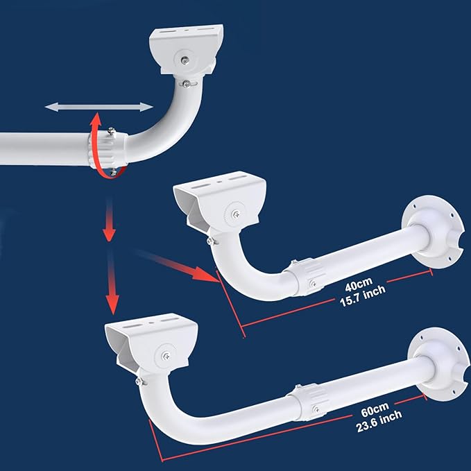 WiTi CCTV Security Camera Mount Bracket, 40CM-60CM Adjustable Wall and Ceiling Mount Bracket for CCTV IP Camera,Metal Pole Mount