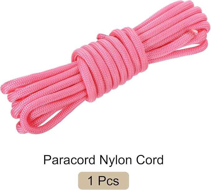 550 Paracord Rope 10ft, 4mm Thin Paracord Nylon Cord 7-Strand Core [for Tent Camping Outdoor Gear] - Fluorescent Pink