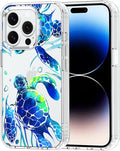 MOSNOVO Case for iPhone 14 Pro, [Buffertech 6.6ft Military-Grade Drop Protection] [Anti Peel Off Tech] Clear TPU Bumper Phone Case Cover Design - Sea Turtles