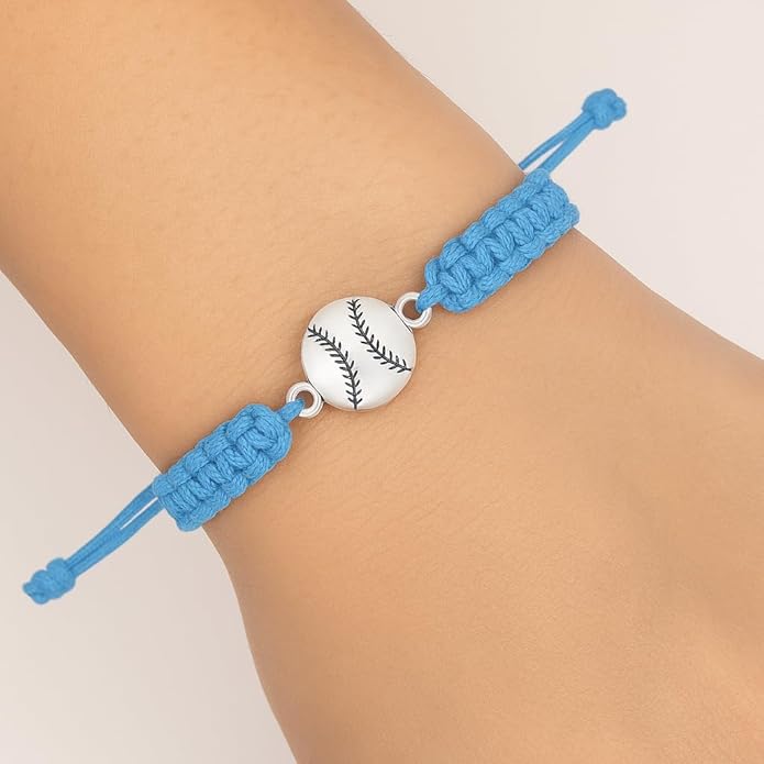 Sportybella - Baseball Bracelet, Baseball Jewelry, Adjustable Braided Baseball Bracelet, Baseball Gifts, Baseball Accessories