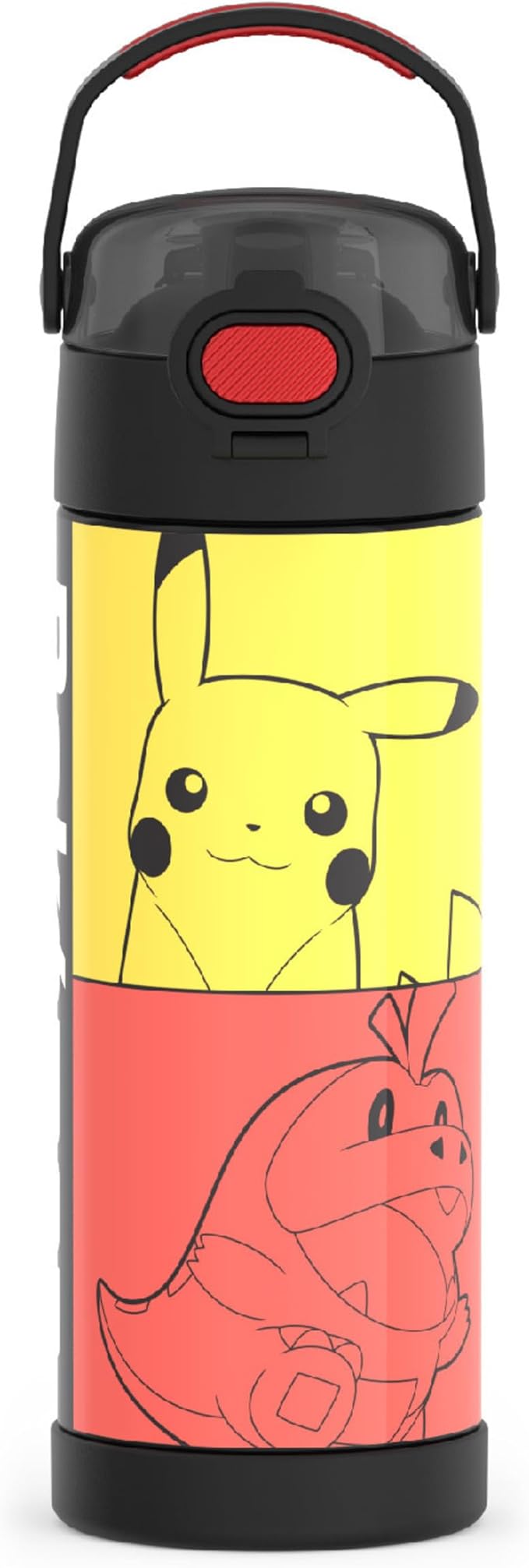 THERMOS FUNTAINER 16 Ounce Stainless Steel Vacuum Insulated Bottle with Wide Spout Lid,Pokemon,(Pack of 6)