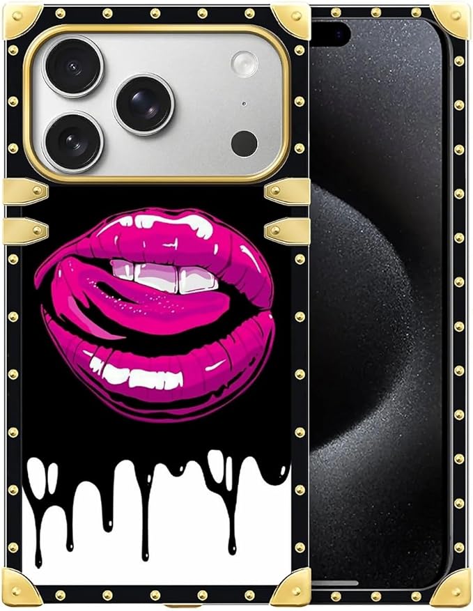 for iPhone 17 Pro Case Luxury Golden Decoration for Girl Women Soft TPU Shockproof Protective Hard PC Back for iPhone 17 Pro Crazy Pattern Black White Red Slap Sexy