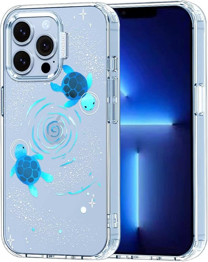 MOSNOVO Case for iPhone 13 Pro, [Buffertech 6.6ft Military-Grade Drop Protection] [Anti Peel Off Tech] Clear TPU Bumper Phone Case Cover Design - Space Turtle