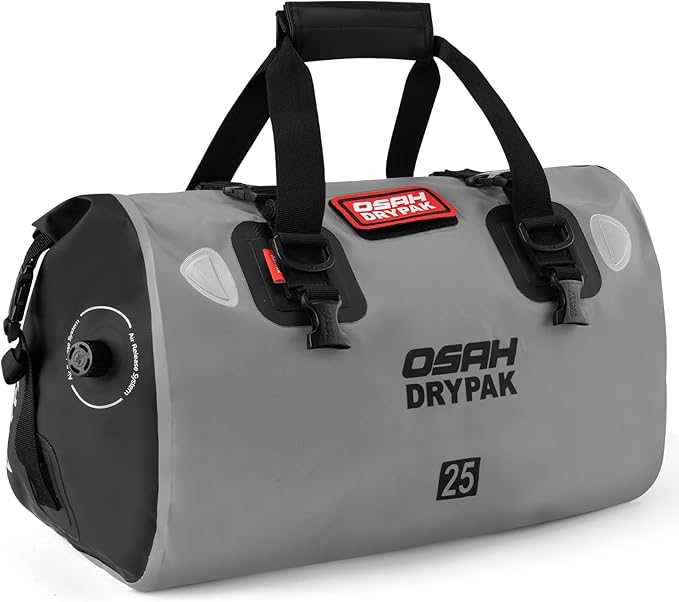 OSAH DRYPAK Waterproof Duffel Bag - Motorcycle Dry Bag Tail Bag with Large Storage Space, Waterproof Luggage Duffle Bags with Outer Mesh Zipper Pocket for Camping, Kayaking, Fishing & Traveling
