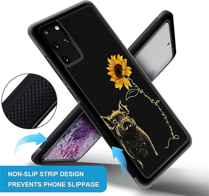 for Samsung Galaxy S20 Plus Case, Pig Sunflower Yellow Sunshine Pattern Graphic Design Girl Boy Soft Silicone Hard Acrylic Shock Protection for Samsung Galaxy S20 Plus