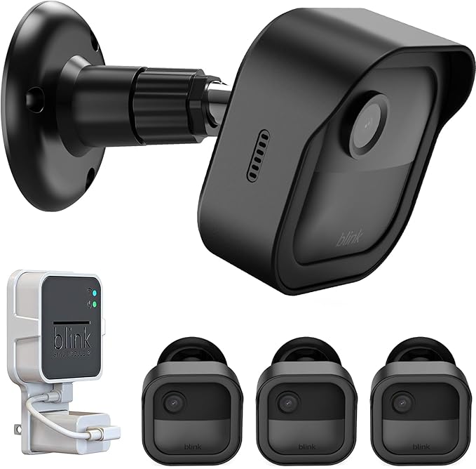 3 Pack Wall Mount for Blink Outdoor 4 (4th Gen) and Outdoor (3rd Gen), Weatherproof Protective Housing and 360 Degree Adjustable Mounting Bracket with Blink Sync Module 2 Mount (Black)