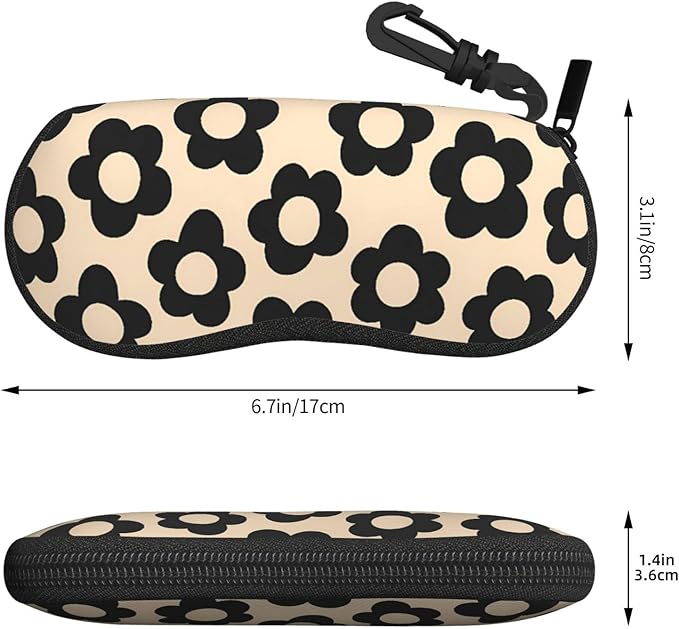 Watercolor Orca Whale Glasses Case Neoprene Portable Zipper Eyeglass Bag With Hook