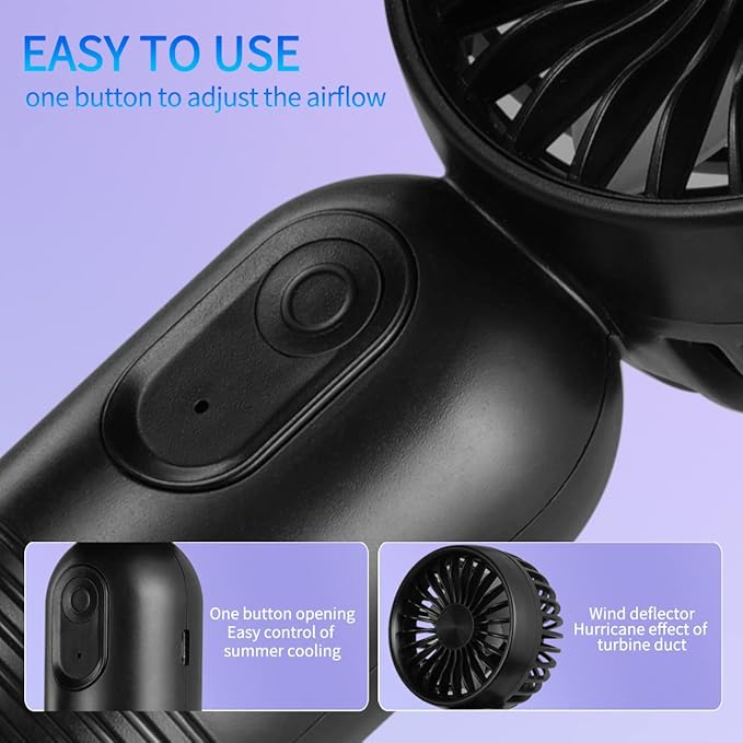 VanSmaGo [Portable Mini Fan 3-pack] Handheld Personal Small Fan with 3-speed for Travel, USB Rechargeable Battery Operated Eyelash Fan, Black&White&Pink