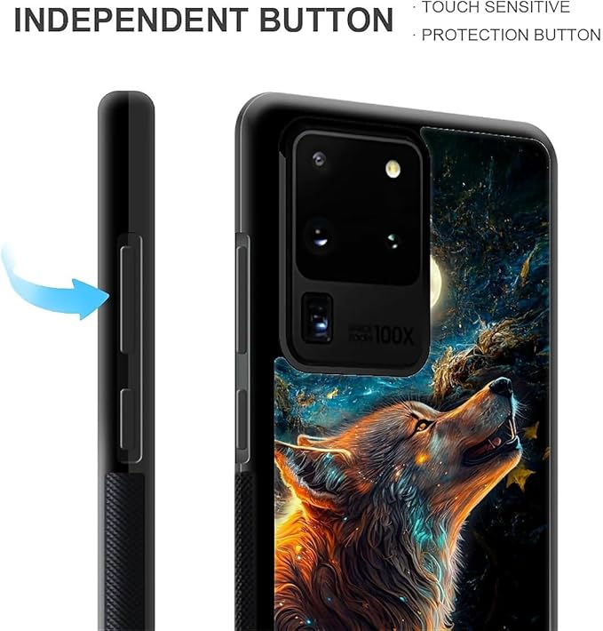 for Samsung Galaxy S20 Ultra Case, Star Cave Hungry Wolf Pattern Graphic Design Girl Boy Soft Silicone Hard Acrylic Shock Protection for Samsung Galaxy S20 Ultra