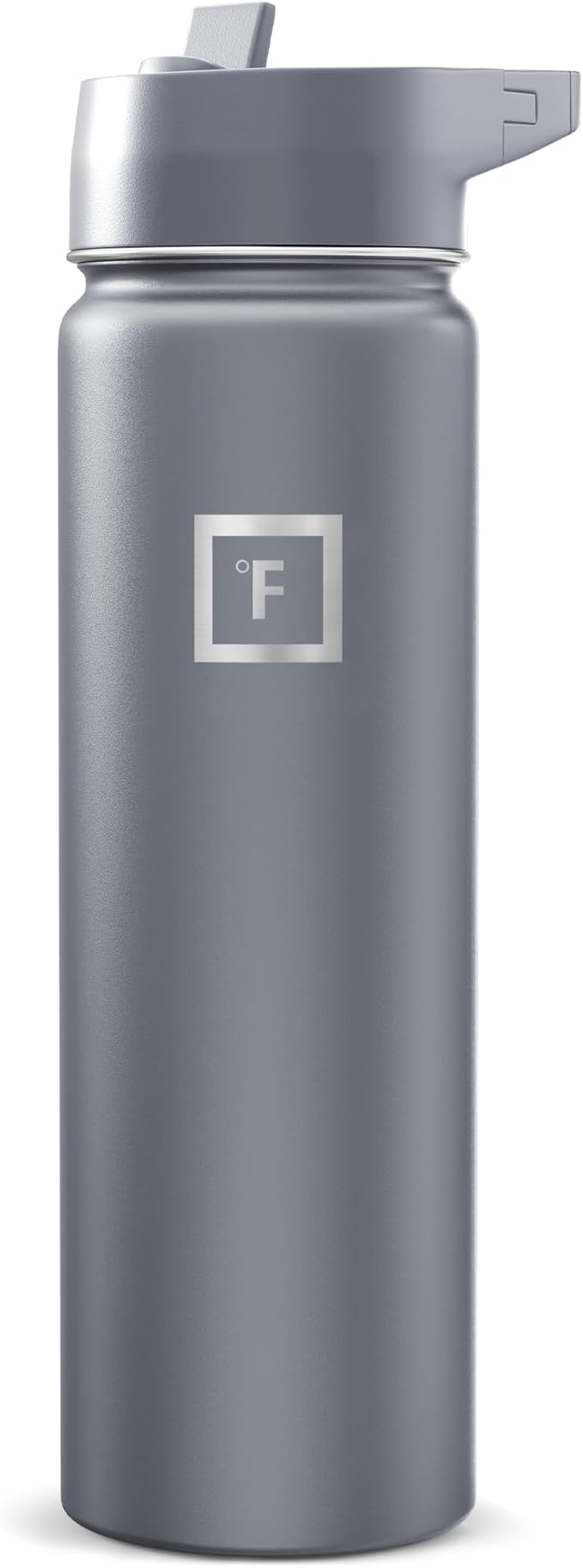 IRON °FLASK Camping & Hiking Hydration Flask with Straw, Wide Mouth Insulated Stainless Steel Sports Water Bottle - Graphite 24 oz - Straw (1 Lid)