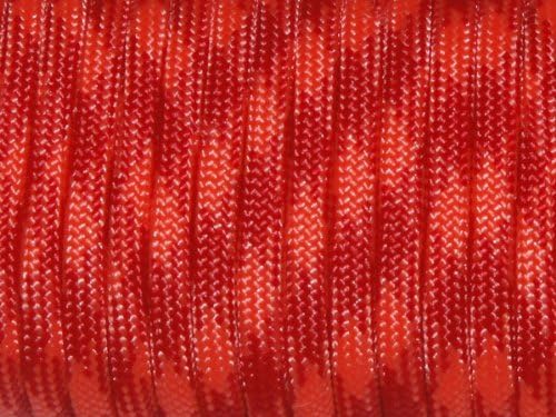 7 Strand Core 550lb Paracord Parachute Cord Lanyard Mil Spec Type III-100ft (Orange+Red Camo(36#))