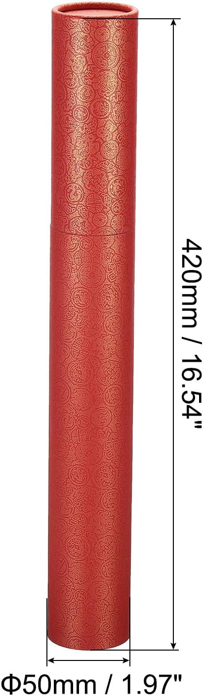 PATIKIL 2 Inch x 17 Inch Poster Tube, 1Pcs Photo Storage Tube Portable Shipping Mailing Tubes Calligraphy Painting Tubes Round Carrying Case for Storing Paper Art Map Documents, Red