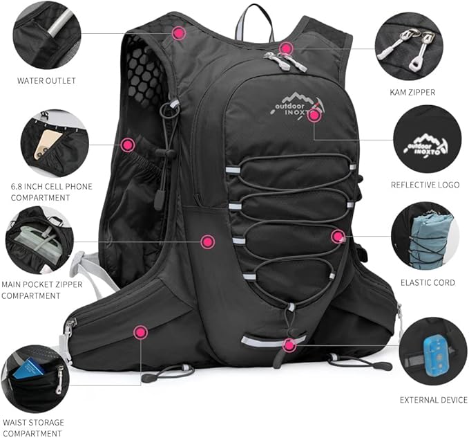 IX INOXTO Running Hydration Vest for Men Women Water Backpack for Running 3L Running Hydration Pack for Trail Running Marathon Race Hiking