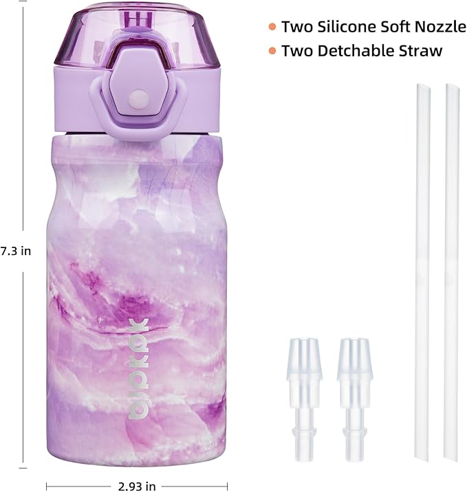 BJPKPK Stainless Steel Insulated Water Bottle with Straw Lid 14oz Reusable Metal Thermal Flask Bottles Keep Cold and Hot,Dawn