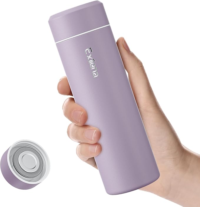 【Upgraded】Exllena Small Insulated Water Bottle 12 oz/350ml– Mini Insulated Water Bottle for Hot & Cold Drinks, Perfect Small Water Bottle for Travel, Purse...(Light Purple)