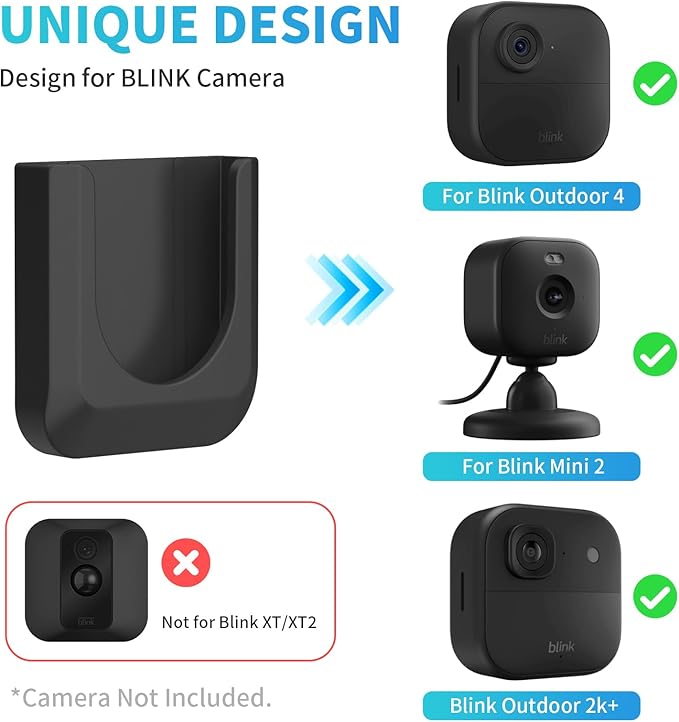 Blink Camera No Drill Wall Mount Bracket for Blink Outdoor 4/ Outdoor 2K+ / Blink Mini 2/Blink Indoor Camera,No Screw Adhesive Blink Camera Mount for Blink Indoor 3Pack (Camera Not Included) Black