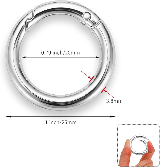 Gkeygo Key Ring Clip, 4/5 Inch Keychain Rings, 8 Pack Round Carabiner Clip for Keys, Buckle, Bags, Purses - Key Chain Hooks Replacement Keychains Lanyard DIY Crafts - Gold, Silver