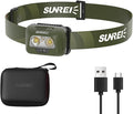 SUNREI Rechargeable Headlamp, Red Led Headlamp, 2200mAh Battery, Motion Sensor, Stepless Dimming, IPX6 Waterproof, 6 Light Modes, Type-C, Lightweight Outdoor Headlamp for Camping, Hiking, Running