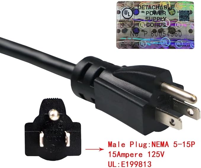 3 Outlet Extension Power Cord 105℃ Temperature Resistant Waterproof Cable 14AWG 15A 3 Prong Heavy Duty Outdoor Extension Cord,10Feet(3.1Meters,Black)