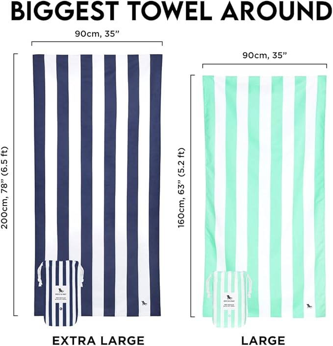 Dock & Bay Customized Beach Towel - Quick Dry, Sand Free - Compact, Lightweight - 100% Recycled - Includes Bag - Cabana - Cayman Khaki - Large
