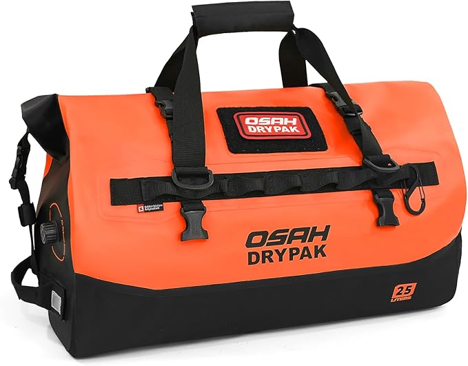 OSAH DRYPAK Waterproof Duffel Bag 25L/40L/60L – Heavy-Duty Motorcycle Tail Bag, Roll-Top Dry Bag for Travel, Camping, Boating, Kayaking, Outdoor Adventure