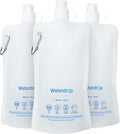 Waterdrop 16 oz Collapsible Water Pouch, Pack of 3, Hiking, Camping, Travel, BPA-Free, Reusable, Foldable