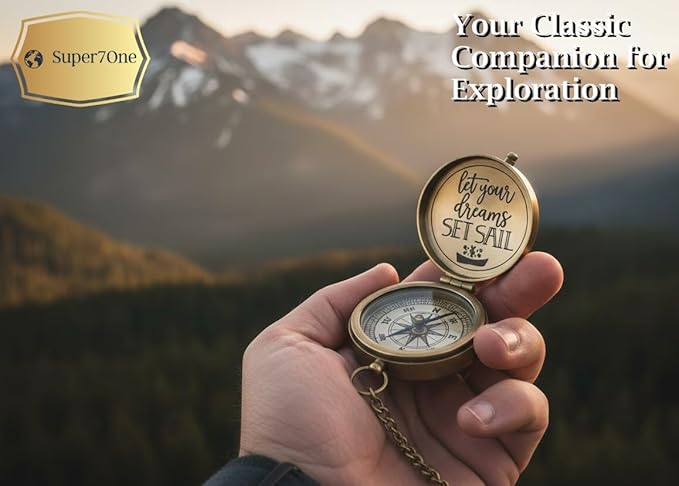 Handmade Antique Vintage Brass Compass | Exquisite Nautical Compass | Home Decor | Pocket Compass Gift for Every Occasion | Super7One