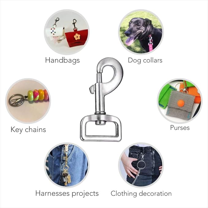 Lucky Goddness 10pcs Swivel Snap Hooks for Dog Leash Collar Linking, Metal Heavy Duty Eye Lobster Claw Clasp Multipurpose- Perfect for Pet Buckle Key Chain Purse Bag Making Handmade Crafts DIY Project