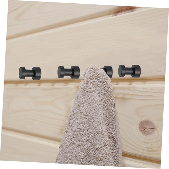 Bathroom Wall Towel Hooks 4-Pack Heavy Duty Metal Coat Hooks with Screws No Drill Installation Space Saving Multipurpose Hooks for Towels Scarves Bags
