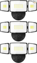 Onforu 3 Packs 75W Flood Lights Outdoor, 7000LM Brightness Security Lights,Switch Controlled, IP65 Waterproof, 6500K Exterior LED Flood Light with 3 Adjustable Heads for Yard Home