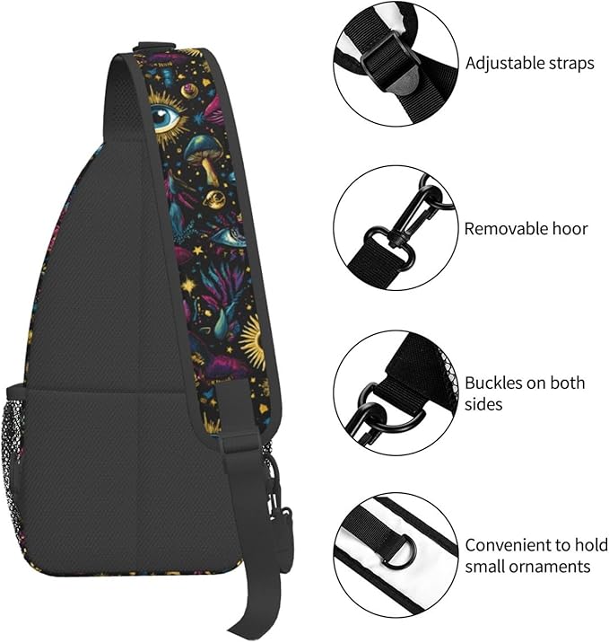 Psychadelic Trippy Art Sling Bag Crossbody Travel Hiking Chest Backpack Shoulder Daypack For Women Men
