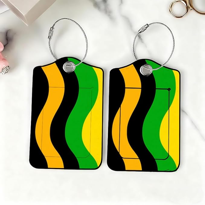 2Pcs Abstract Wave Luggage Tags for Suitcases, 2.83x4.53 Travel ID Labels with Privacy Cover, Modern Geometric Bag Tags for Backpacks, Spring Break & Summer Vacation Essentials, Set of 2