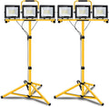 22000 Lumen Work Lights with Stand, 3 Adjustable Head LED Work Light, with Adjustable and Foldable Tripod Stand, Waterproof Lamp with Individual Switch with 6500 Kelvin Color Temperature 2Pack