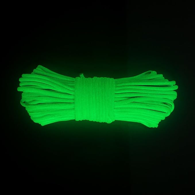 Glow in The Dark Zesty 550lb Paracord – 21 Strand Luminous Parachute Cord for Nighttime Outdoor Utility – 8 Colors and Length Options of 25', 50’, 100’, and 1,000’