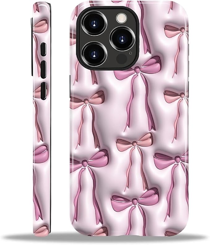for iPhone 15 Pro Max Case,HL2 Abstract Ribbons Bows Hybrid 2 Layer Hard Shell Silicone Protective Pattern Design Case