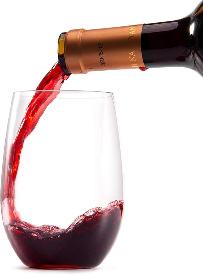 hotder Wine Glasses glasses drinking set 16 OZ Tritan, Stemless Wine Glasses Set of 4, plastic wine glass Outdoor Unbreakable Dishwasher-safe, Red Wine Glasses for Home, Party