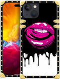 Compatible with iPhone 15 Case, Black White Red Slap Sexy Luxury Golden Decoration for Girl Women Soft TPU Shockproof Protective Hard PC Back for iPhone 15
