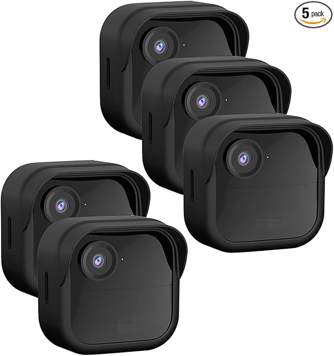 Silicone Case Cover for All-New Blink Outdoor 4 (4th Gen) - Weatherproof Protective Skin Cover with Hat Brim for All-New Blink Outdoor 4 & 2K Smart Security Camera (Black, 5 Pack)